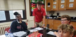 Central Catholic High School students work in the chemistry lab. Photo courtesy of Central Catholic High