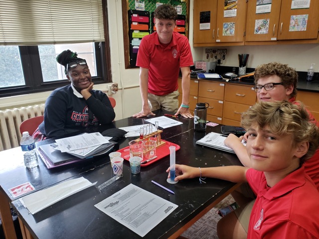 Central Catholic High School students work in the chemistry lab. Photo courtesy of Central Catholic High