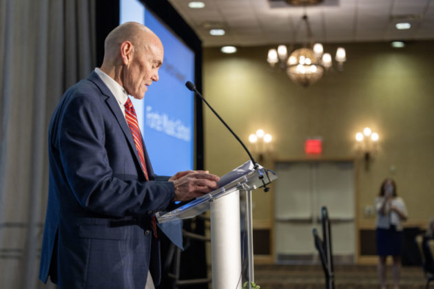 A photo of someone giving a speech.