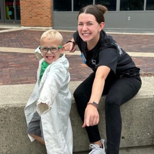 Two people posing for a picture.