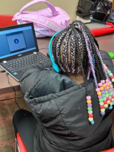 A child working on homework.