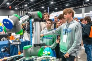 A group of students at a STEM event.