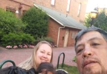 A family taking a picture.