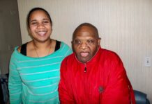 Two people taking a picture.