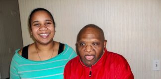 Two people taking a picture.