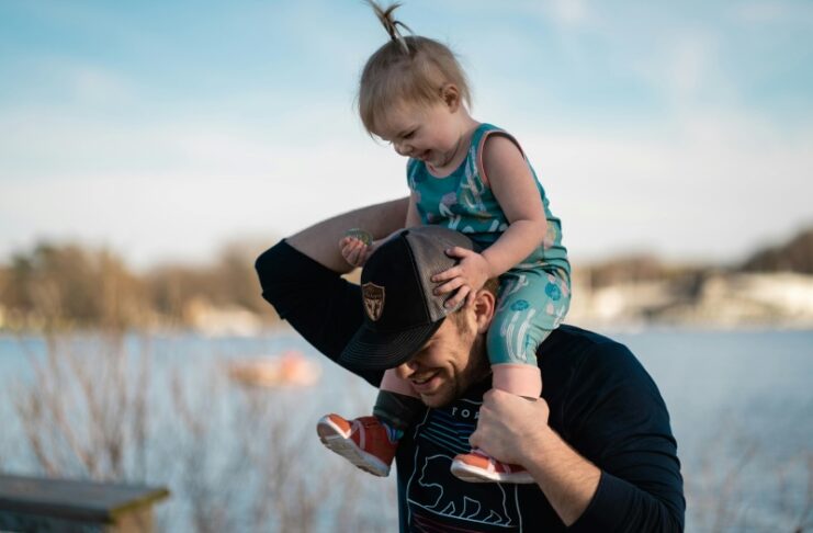 Photo of child on a father's shoulders