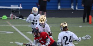 Teens playing lacrosse