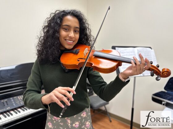 Student playing violin