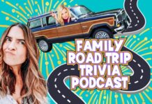 A family roadtrip trivia podcast graphic.