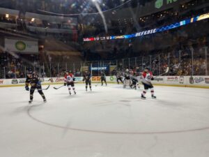 A photo of a hockey game.