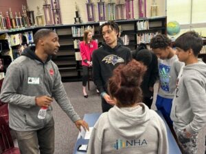 People talking in a group.