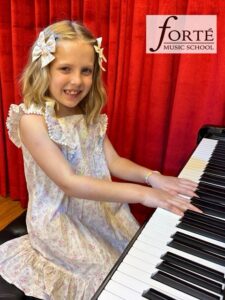 A child playing piano.