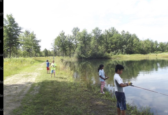 Kids Fishing in Pond