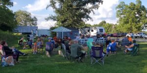 Group eating outside