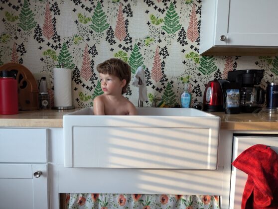Boy in sink