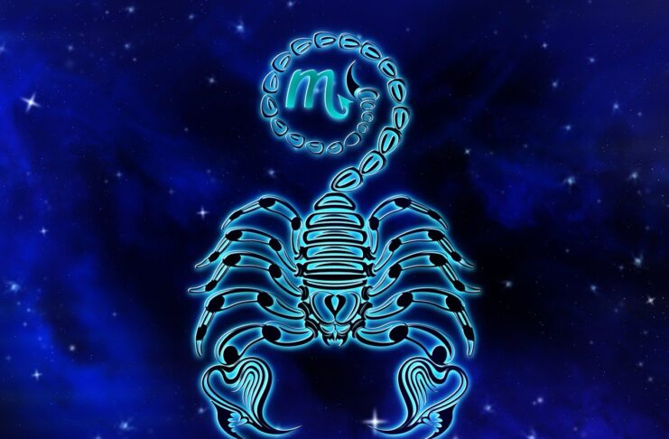 Blue scorpio symbol