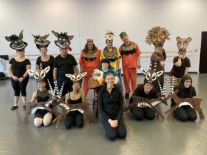 Performing arts group wearing costumes