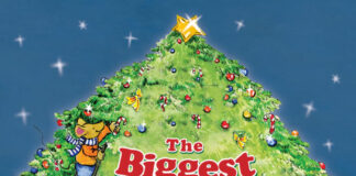 kids and christmas tree on book cover