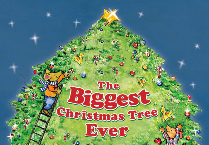 kids and christmas tree on book cover