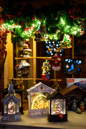 Hanging ornaments and window