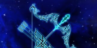 Blue sagittarius symbol