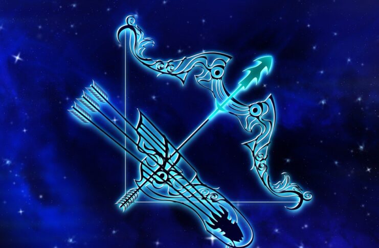 Blue sagittarius symbol