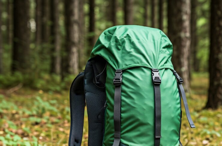 Backpack in woods