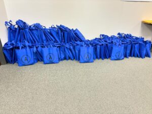Pile of blue bags