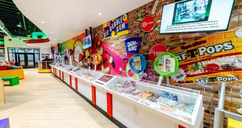 Colorful interior of candt store.