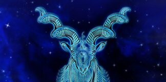 blue glowy capricorn