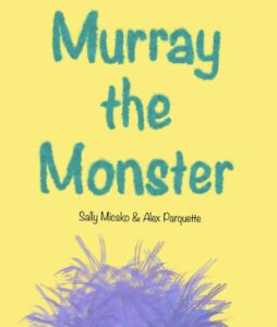 Yellow book cover with purple monster hair on it