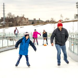 Kids and adults ice skating