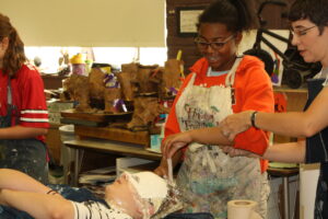 Student creating art