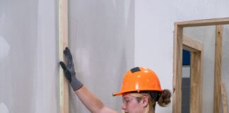 A construction carpentry student at Penta Career Center.